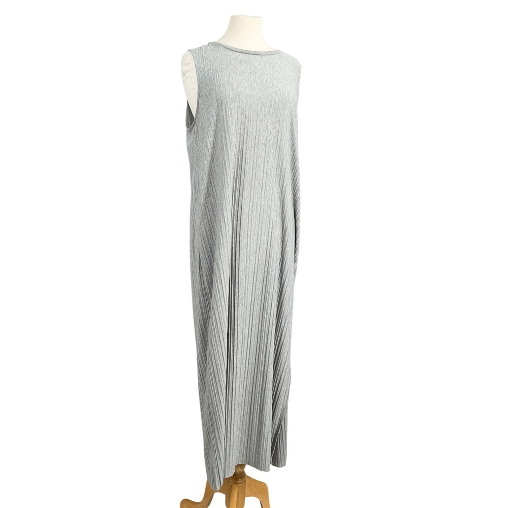 A New Day Womens L Maxi Dress Heather Gray Ribbed Sleeveless Side Slit